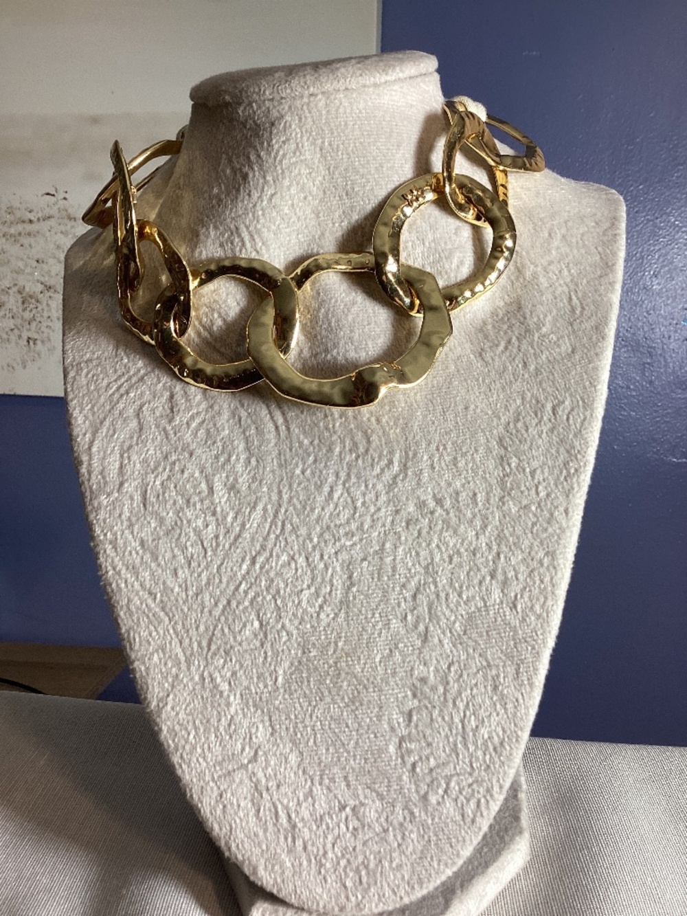 Chunky Hammered Gold-tone Collar Necklace